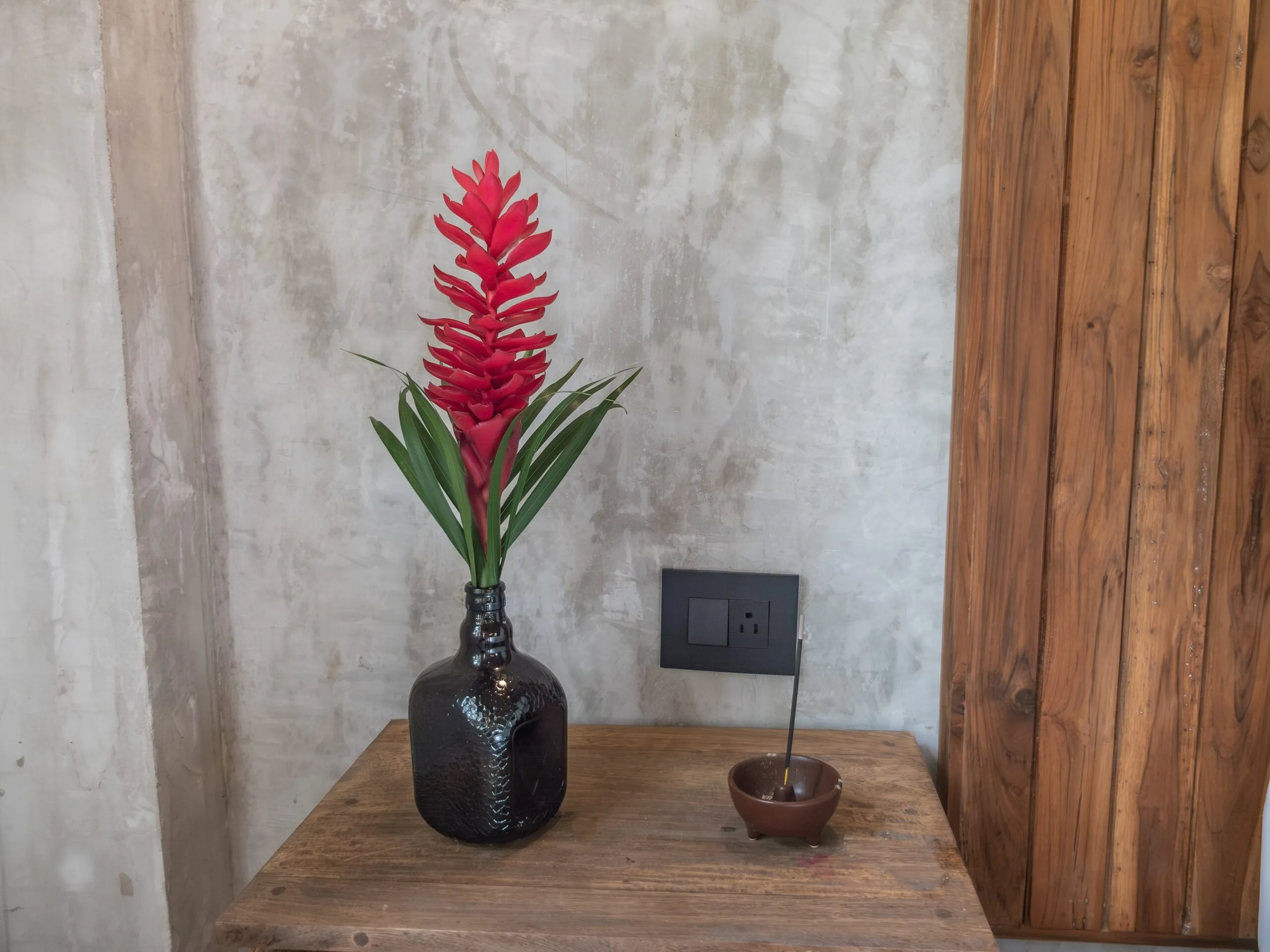 Torch ginger on the nightstand