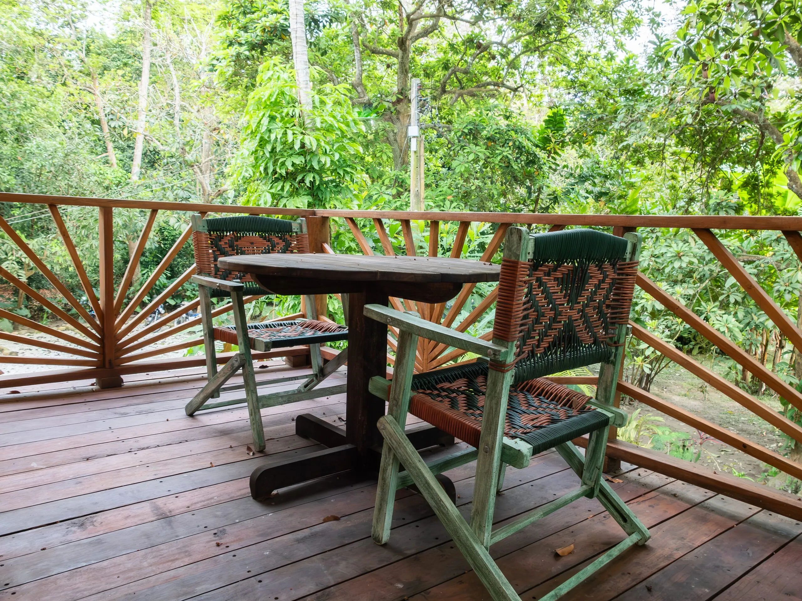 Balcony table in the forest