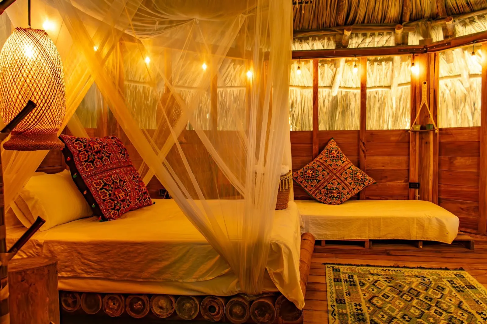 Canopy bed in warm light