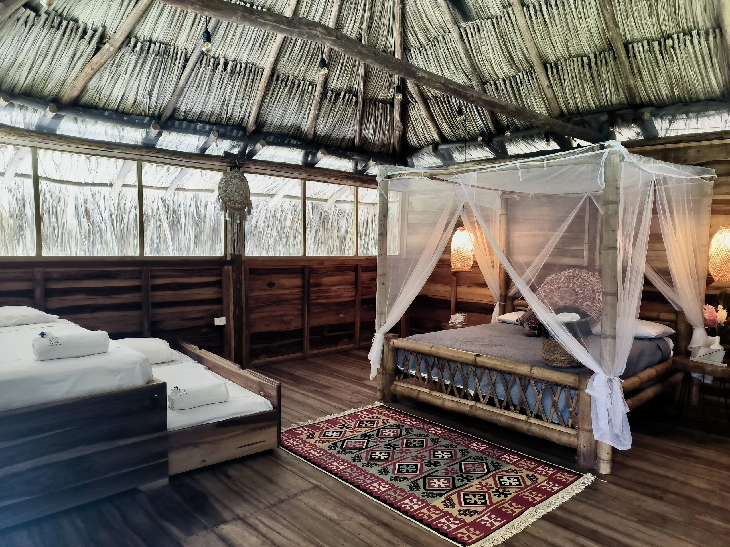 Canopy bed and rug